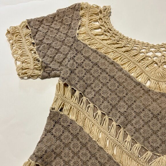 Umgee USA Crochet Lace open knit Top sz M Boho Fairy Whimsy Cottagecore Coquette - Picture 11 of 12